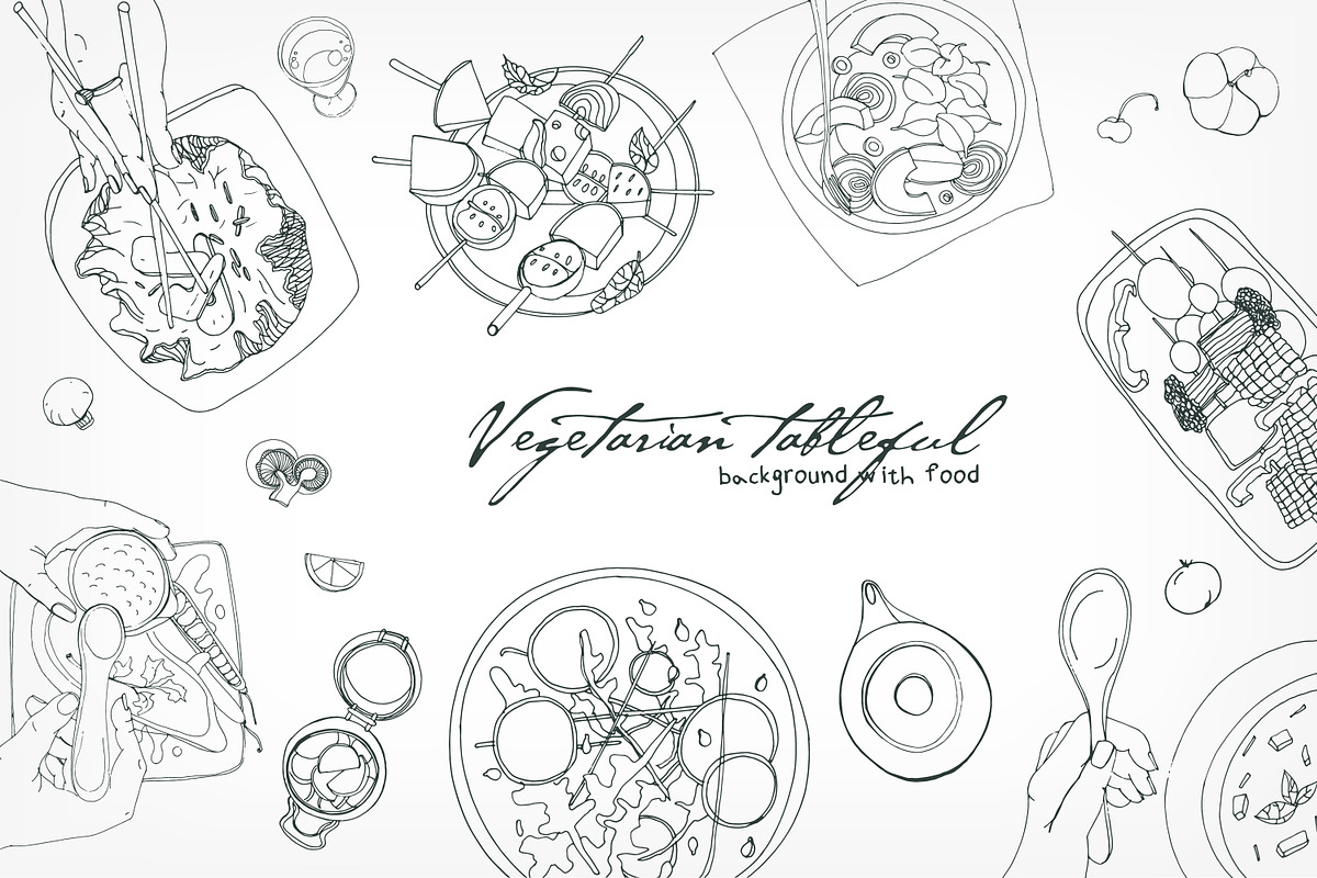 Festive vegetarian table, hand drawn, a Food Illustration by Good Studio (Photo 4 of 4)