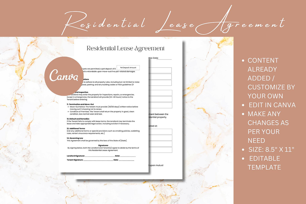 Residential lease agreement template, a Templates & Theme by Sania (Photo 3 of 4)