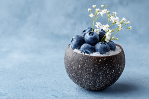 Fresh blueberries in a rustic bowl, a Photo by Beautiful things