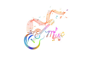 Guitar and notes abstract . hand, an Illustration by Nenahliadava Design