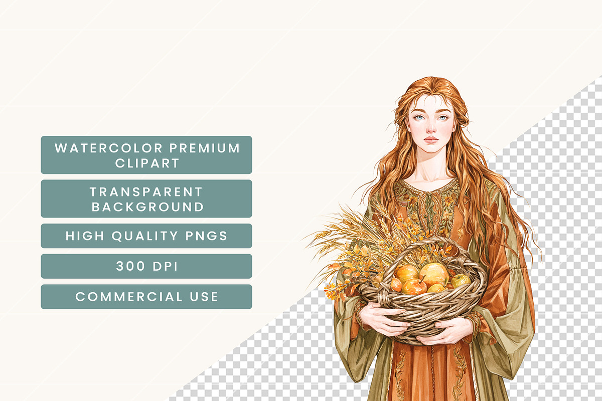 Watercolor Fall Harvest Clipart, an Object Illustration by BusyDaydesign (Photo 7 of 9)
