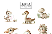Watercolor Baby Dinosaur Clipart PNG, an Animal Illustration by VM PARTYS  BY TAIRUMA (Thumbnail 4 of 8)