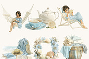 Watercolor Coastal Planner Clipart, a Person Illustration by BusyDaydesign (Thumbnail 6 of 9)