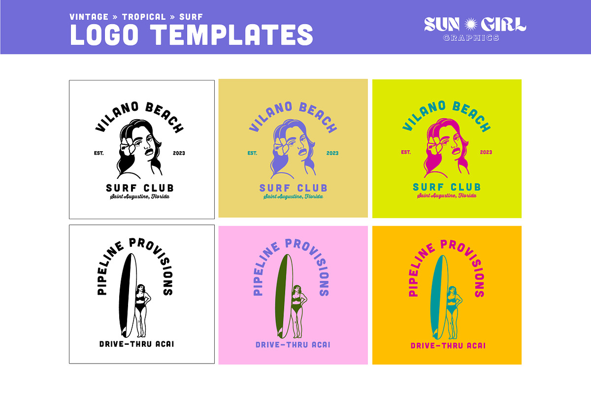 Vintage Tropical Surf Logo Templates, a Branding & Logo Template by sungirlgraphics (Photo 8 of 12)
