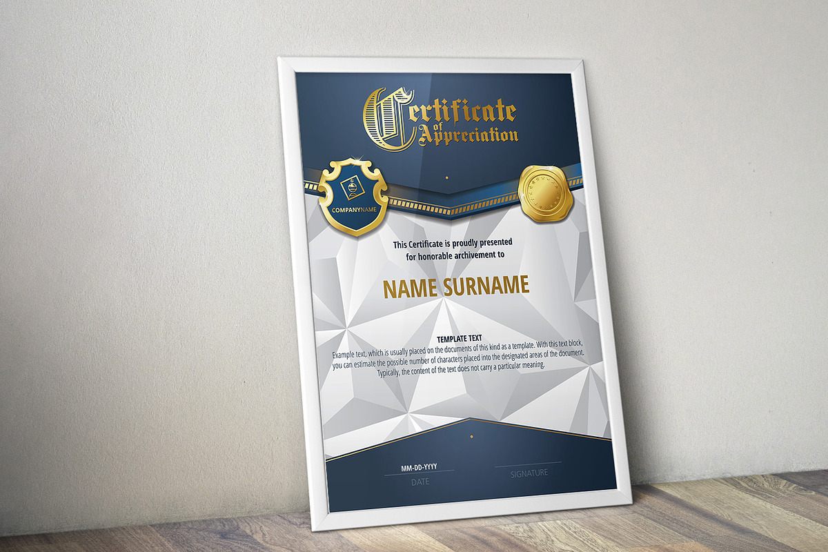 Appreciation Certificate Templates, a Stationery Template by inshader (Photo 7 of 18)