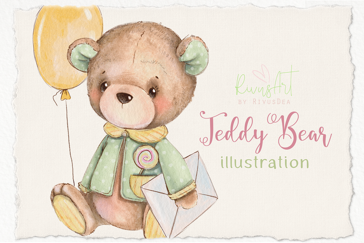 Vintage Teddy Bear illustration, an Animal Illustration by RivusArt (Photo 1 of 7)
