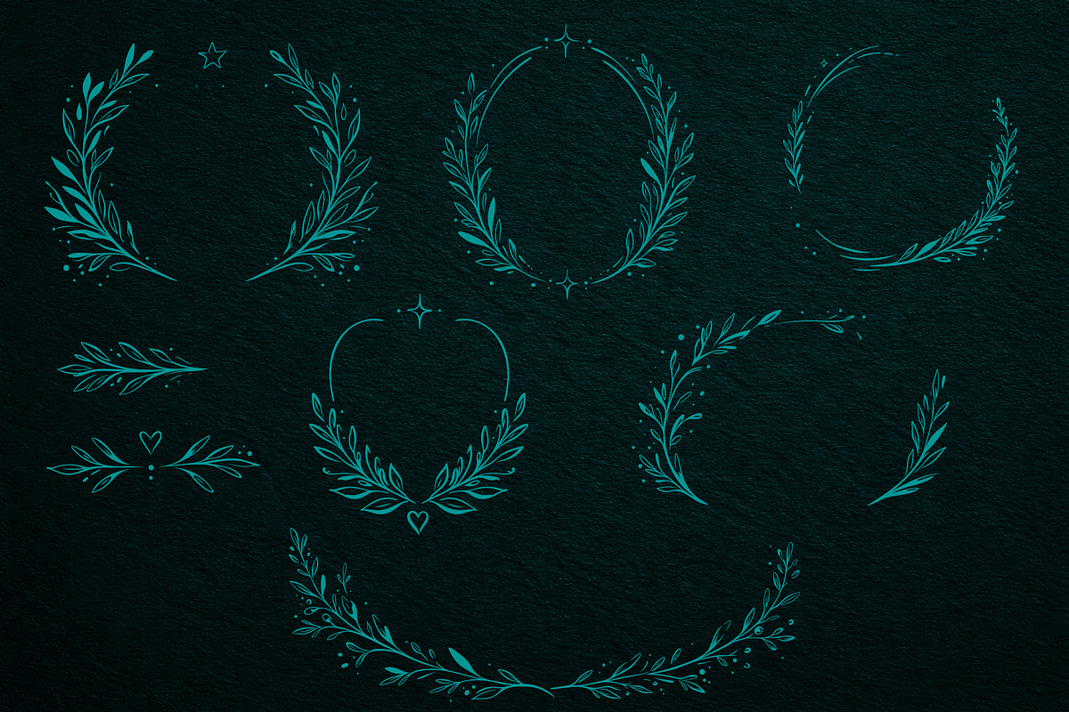 19 Botanical Ink Wreaths & Leaves, an Object Graphic by Christine Krahl (Photo 5 of 8)