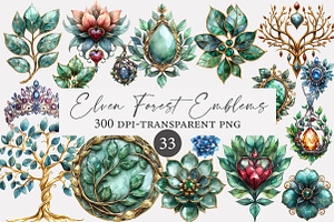 Elven Forest Emblems CLIPART, an Illustration by Designworld