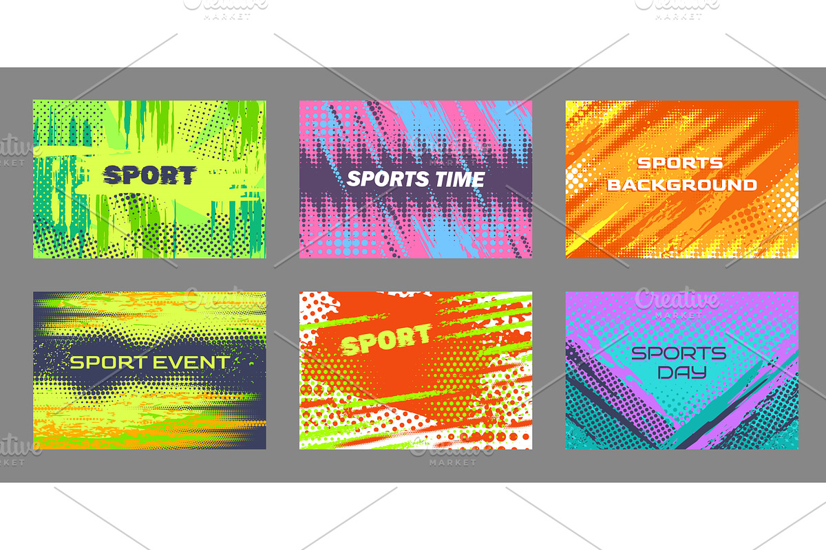 Grunge halftone sport banners, an Illustration by winwin.art
