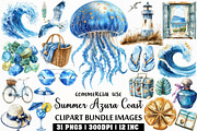 Sea Summer Azura Coast Clipart, an Illustration by Craft Nest (Thumbnail 1 of 6)