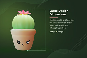 3D Cute Cactus Illustration