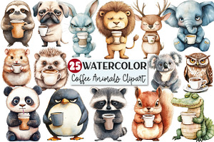Grumpy Coffee Animals clipart, an Illustration by Rose Art