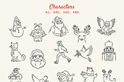 Christmas Hand Drawn Illustrations, a Seasonal Illustration by NatalieArtShop (Thumbnail 4 of 13)