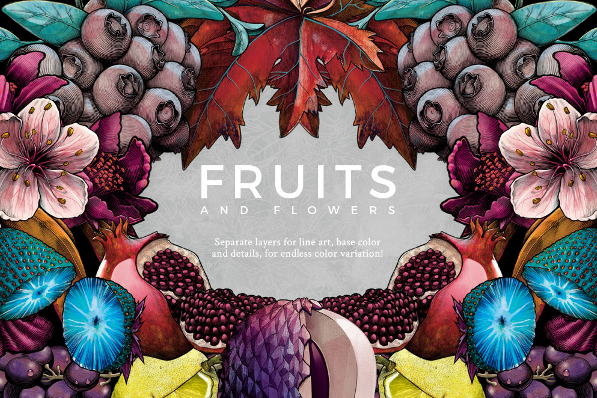 Fruits and Flowers Pack, an Illustration by Rafael (Photo 2 of 6)