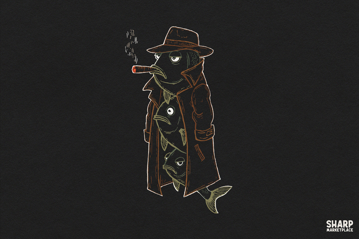 Three Fish Stacked In A Trench Coat, an Object Graphic by SharpMarketplace (Photo 1 of 4)