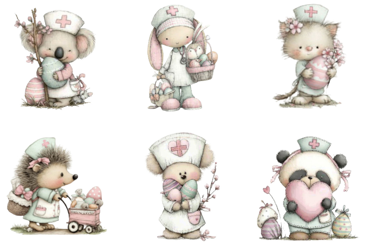 Whimsical Easter Nurse Animals, an Illustration by Designking (Photo 5 of 5)