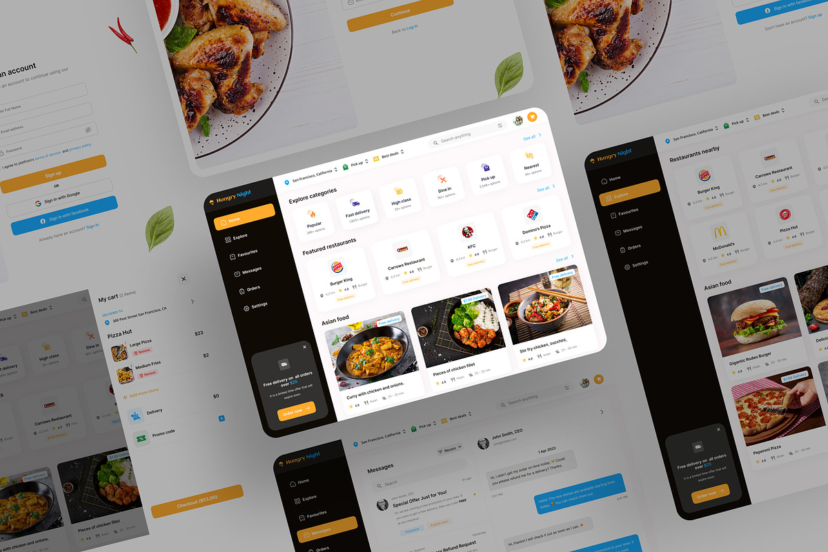 Food delivery Web App Figma file, an App Template by frameum (Photo 2 of 4)