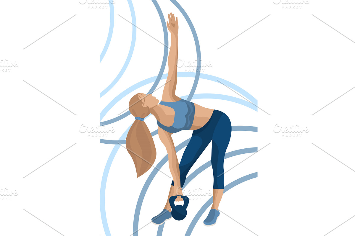 Dynamic fitness woman exercising, a Sport Illustration by okskukuruza