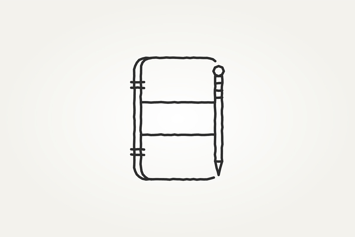 notebook and pen line art icon logo, an Outline Icon by Blazybone (Photo 1 of 2)