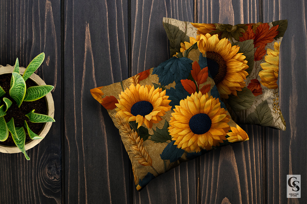 Wheat & Sunflowers Digital Papers, a Pattern Graphic by Creative Store (Photo 4 of 5)