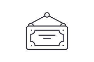 open label, closed vector line icon, sign, illustration on background, editable strokes