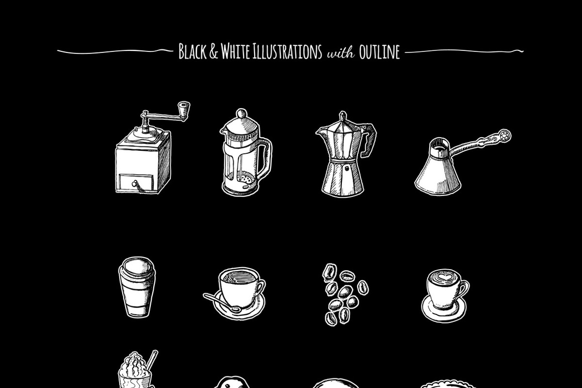 Coffee elements, a Food Illustration by graphicsoup (Photo 3 of 5)