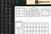 150 Window Procreate stamps brushes, a Brush Add-On by DrawingStoryShop (Thumbnail 5 of 6)