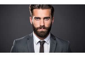 young professional headshot gray, a Beauty & Fashion Photo by pikepicture