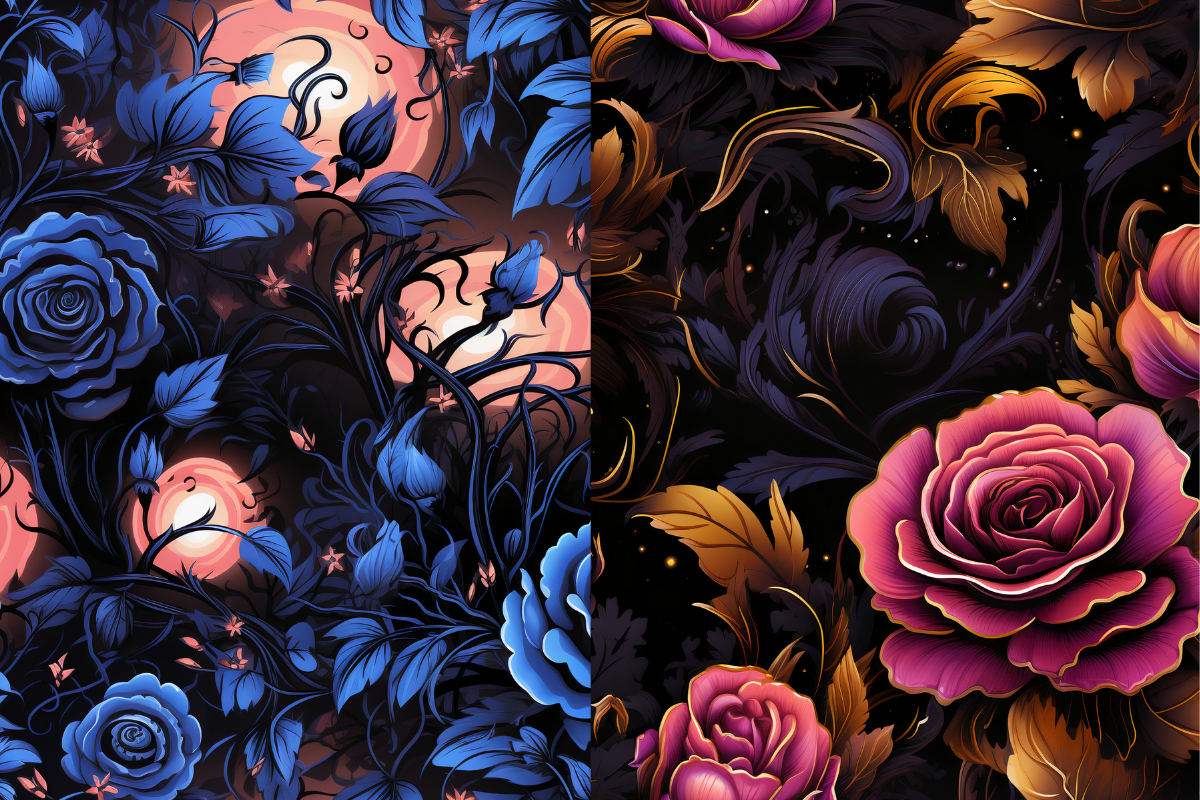 Halloween Vintage Dark Roses Seamles, a Pattern Graphic by Agnesagraphic (ID 95) (Photo 3 of 6)