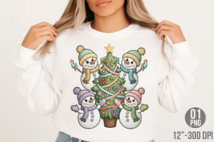 Snowmen Png, Faux Yarn Christmas Png, an Illustration by Designking