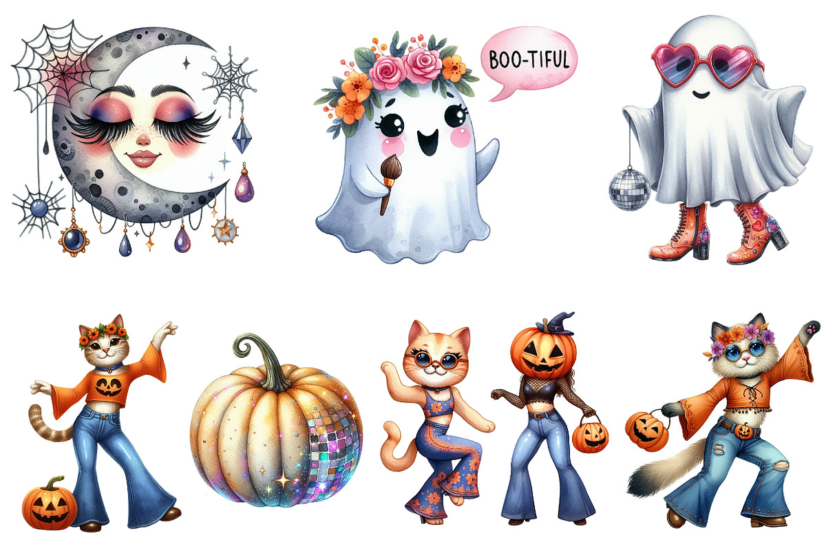 Groovy Halloween Day Clipart, an Illustration by Pixels.Craft (Photo 3 of 7)