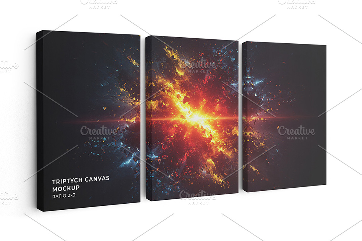 Triptych Canvas Mockup - Ratio 2x3, a Household Mockup by Mockups by Carlos Viloria (Photo 3 of 6)