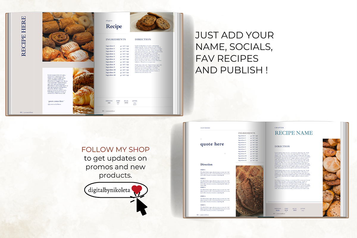 Aesthetic Recipe Book Template, a Presentation Template by Digital By Nikoleta (Photo 3 of 11)