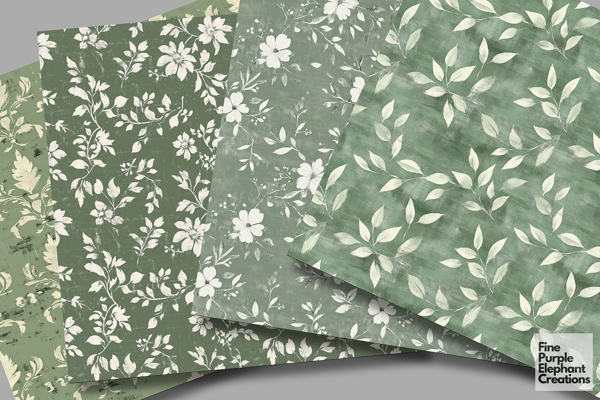 Sage Green Distressed Cottagecore, a Pattern Graphic by Fine Purple Elephant (Photo 4 of 5)