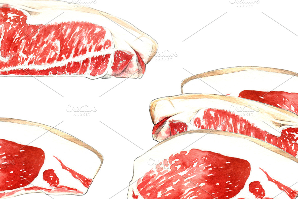 Fresh Meat Watercolor, a Food Illustration by wedraw (Photo 2 of 5)