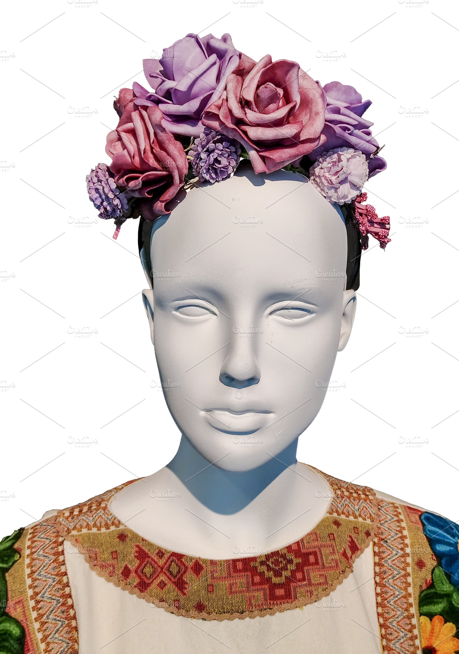 Mannequin bust with floral headpiece, an Arts & Entertainment Photo by DanFLCreativo
