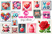 Valentine Stamps Sublimation Clipart, a Work Illustration by Dream Creation (Thumbnail 1 of 6)