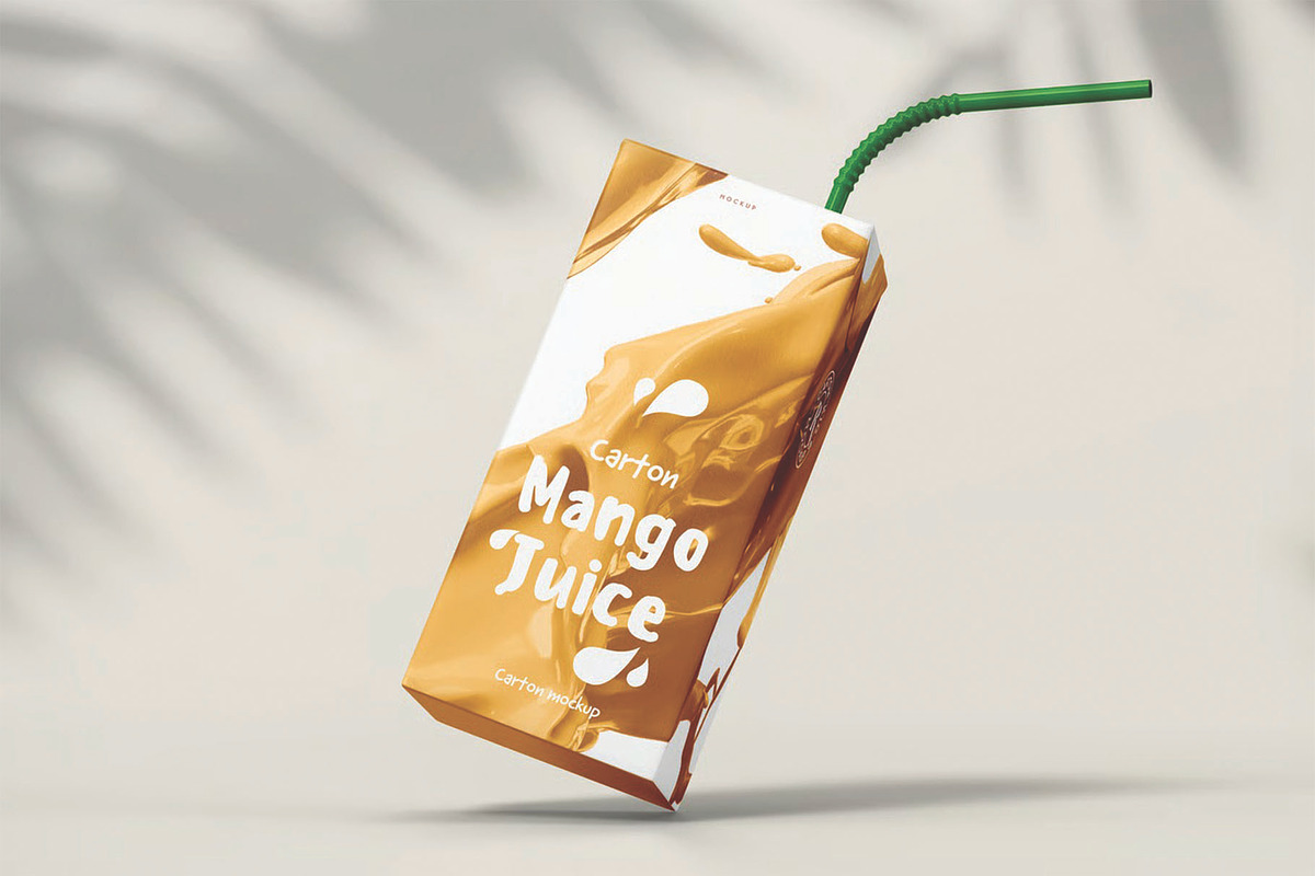 Juice Carton Packaging Box Mockup, a Packaging Mockup by DesignRushMarket (Photo 6 of 15)
