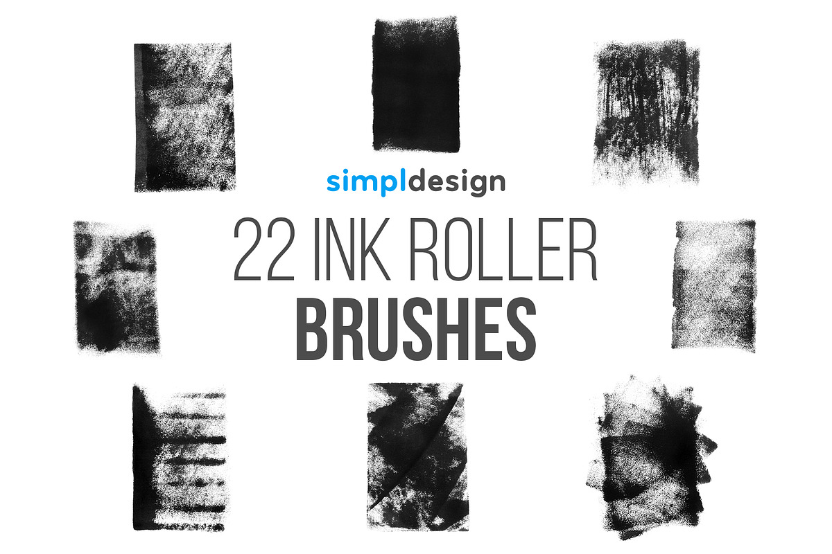 22 Ink Roller Photoshop Brushes, a Brush Add-On by SimplDesign (Photo 1 of 3)