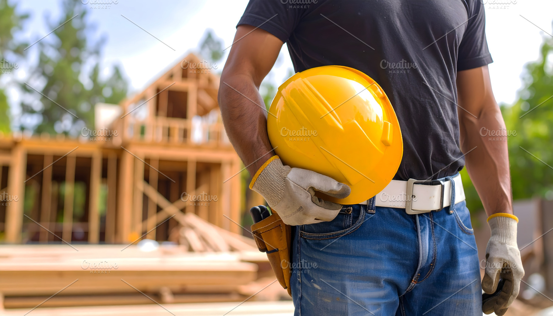 Construction Worker Holding Hard Hat, an Industrial Photo by Stock Shape