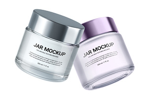 Clear Glass Cosmetic Jar Mockups Set