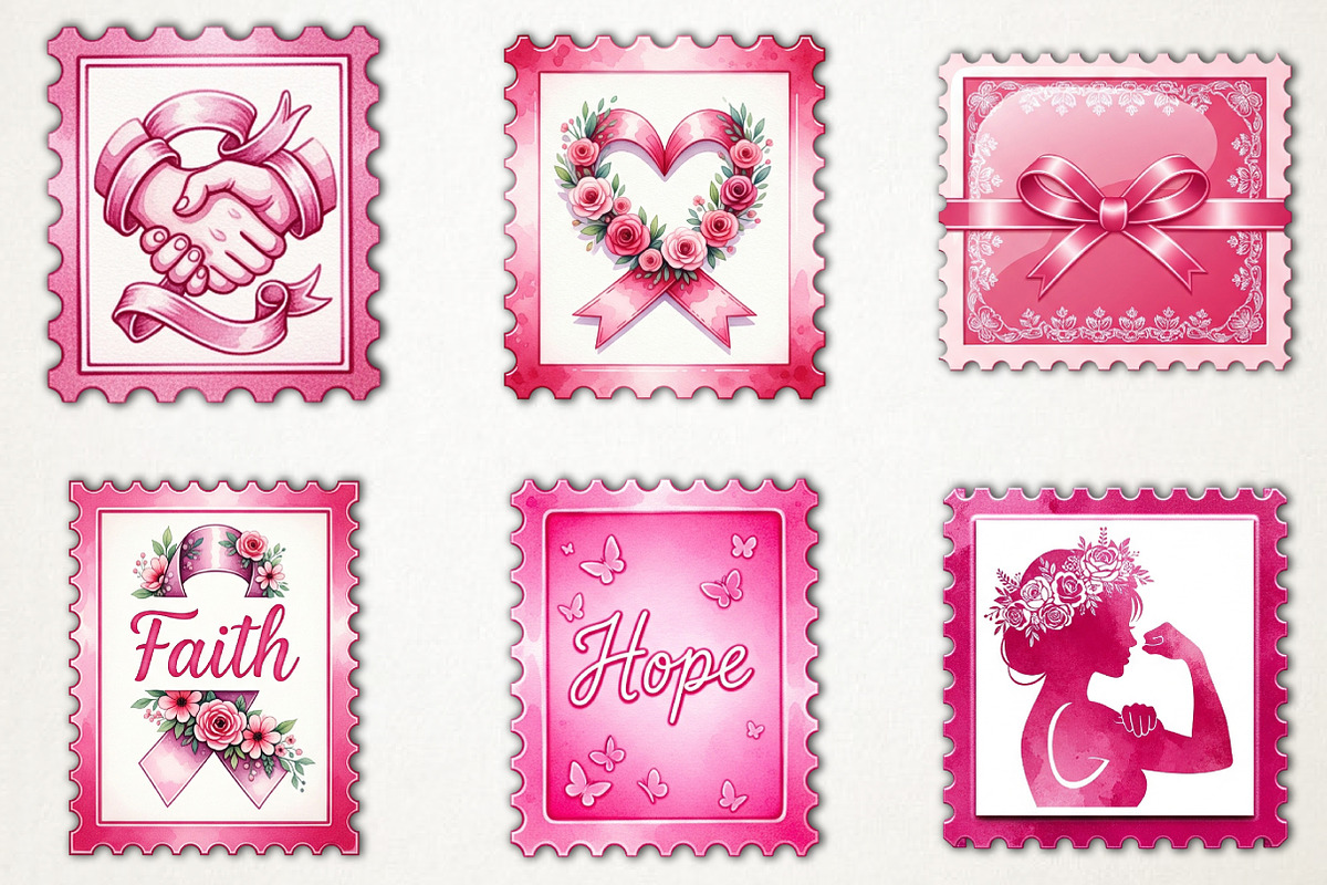 Breast Cancer Postage Stamp Clipart, an Illustration by RobertsArt (Photo 3 of 5)