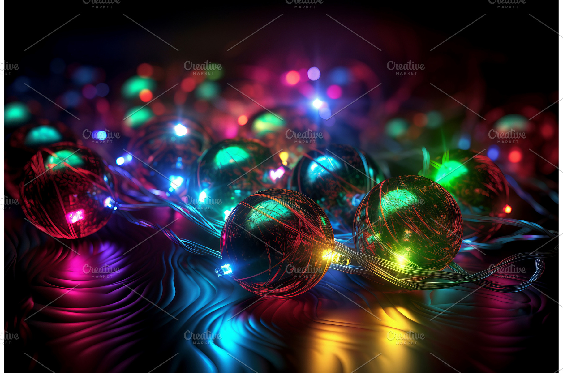 Glowing colorful lights decoration, a Holiday Photo by Ylivdesign