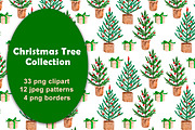 Christmas Tree Clipart & Patterns, a Pattern Graphic by Lagmar Design (Thumbnail 1 of 13)