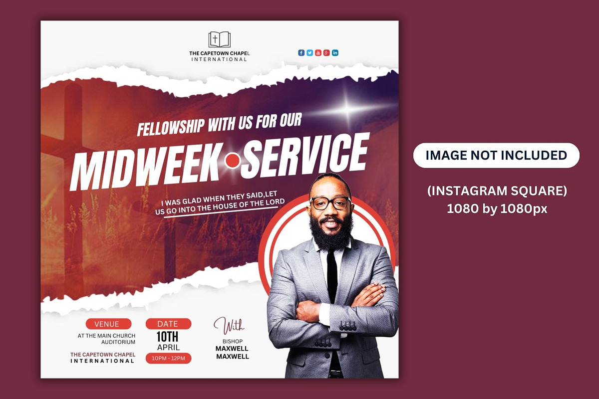 Midweek Service Instagram Post, a Social Media Template by Mishek Munene (Photo 1 of 4)