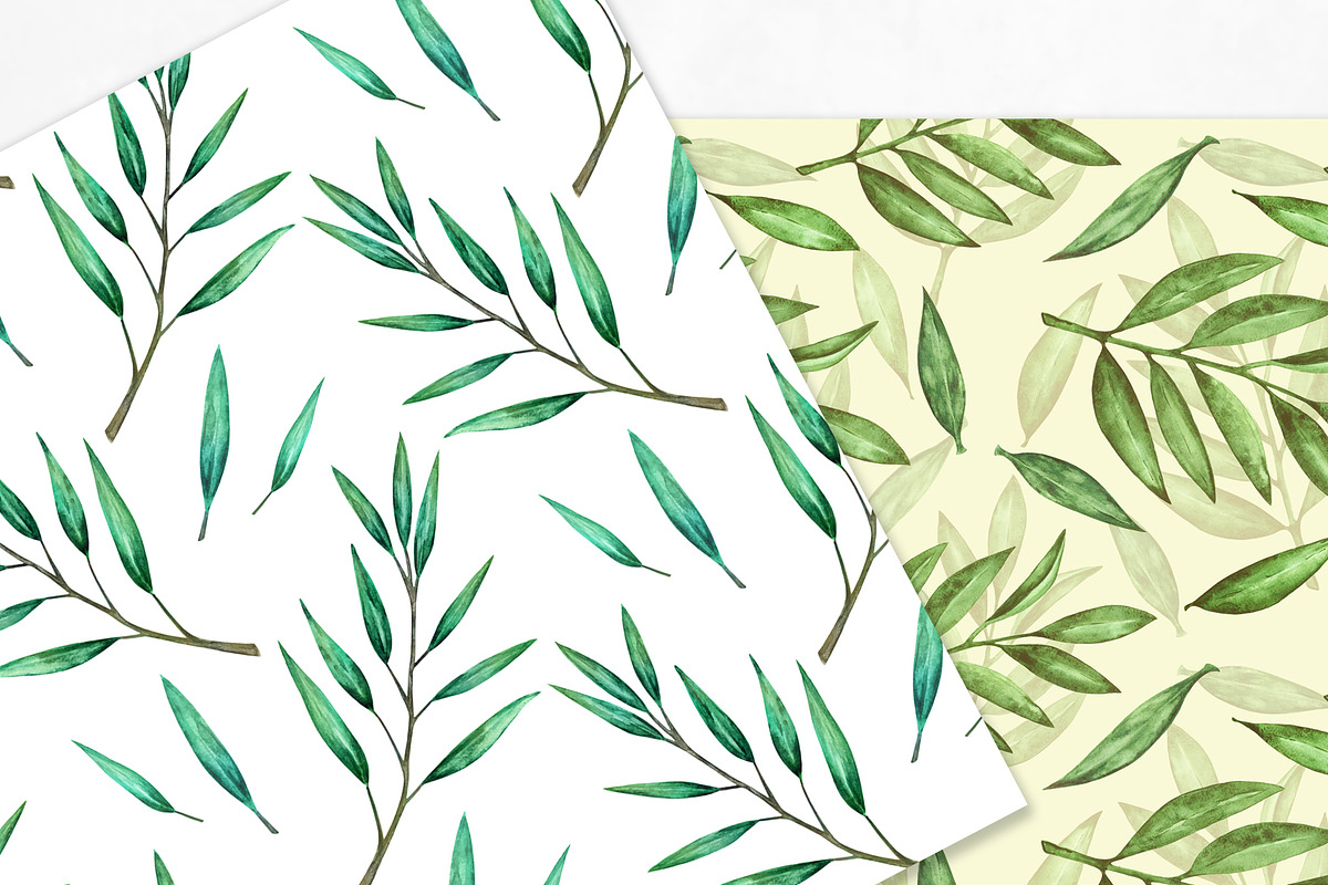 Watercolor Green Leaves, a Healthcare Illustration by Color_Brush (Photo 5 of 8)
