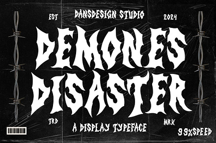 Demones Disaster Horror Metal, a Blackletter Font by dansdesign