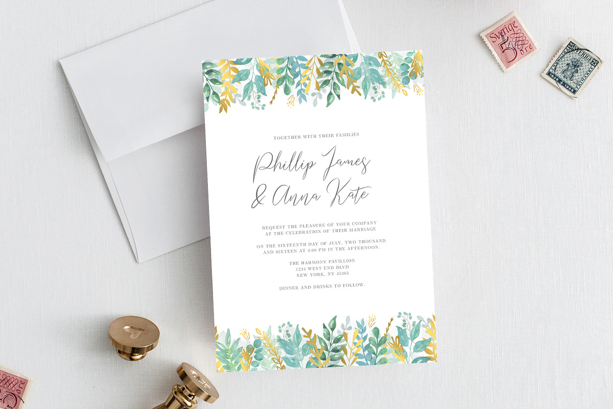 Watercolor and Gold Leaves Clip Art, an Illustration by Hello Muse Design (Photo 3 of 4)