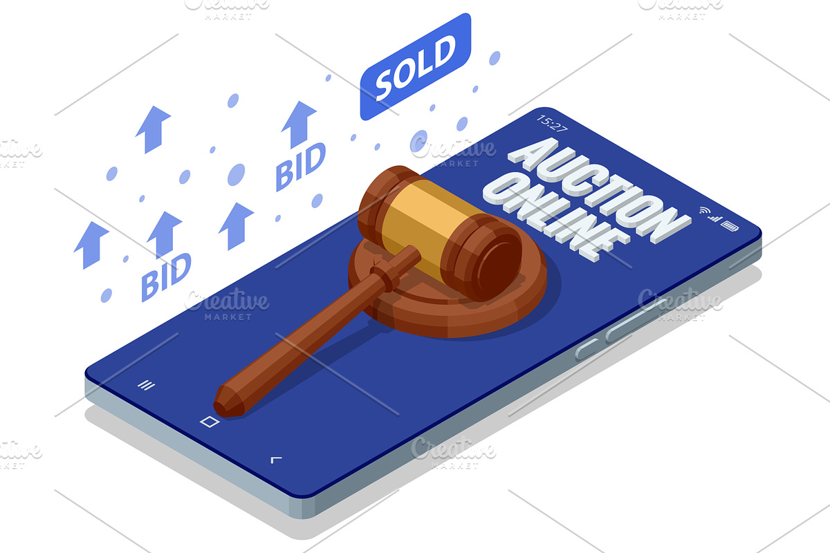 Isometric smartphone with gavel and, a Finance Illustration by Golden Sikorka