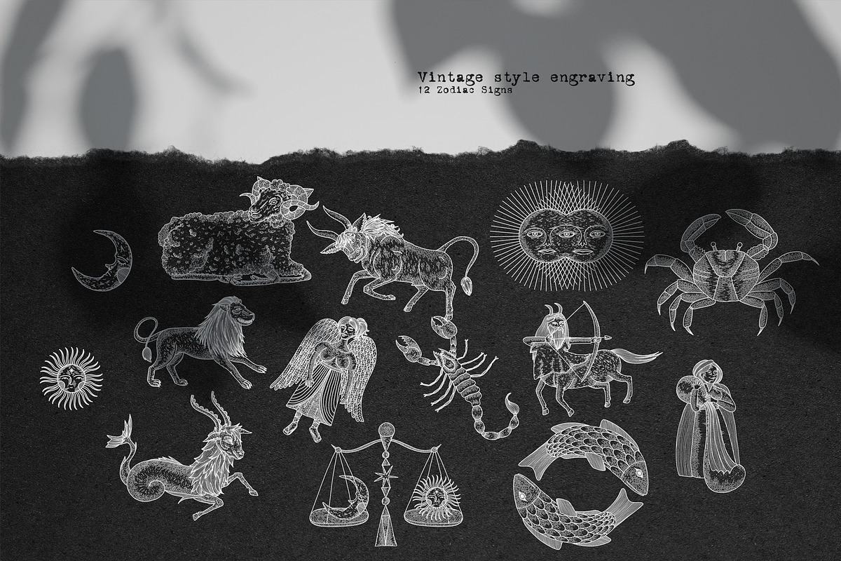 Vintage engraving. Zodiac Signs, an Animal Illustration by Chikovnaya (Photo 6 of 15)